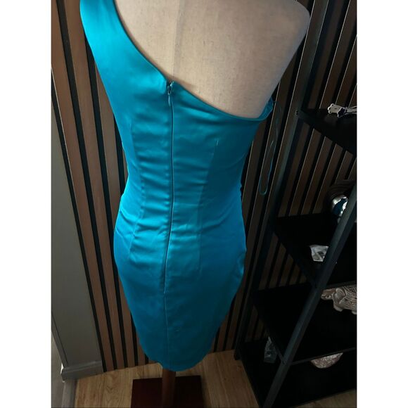 Cache fancy cocktail dress one shoulder Y2K style stretchy short mini dress size - Picture 3 of 4